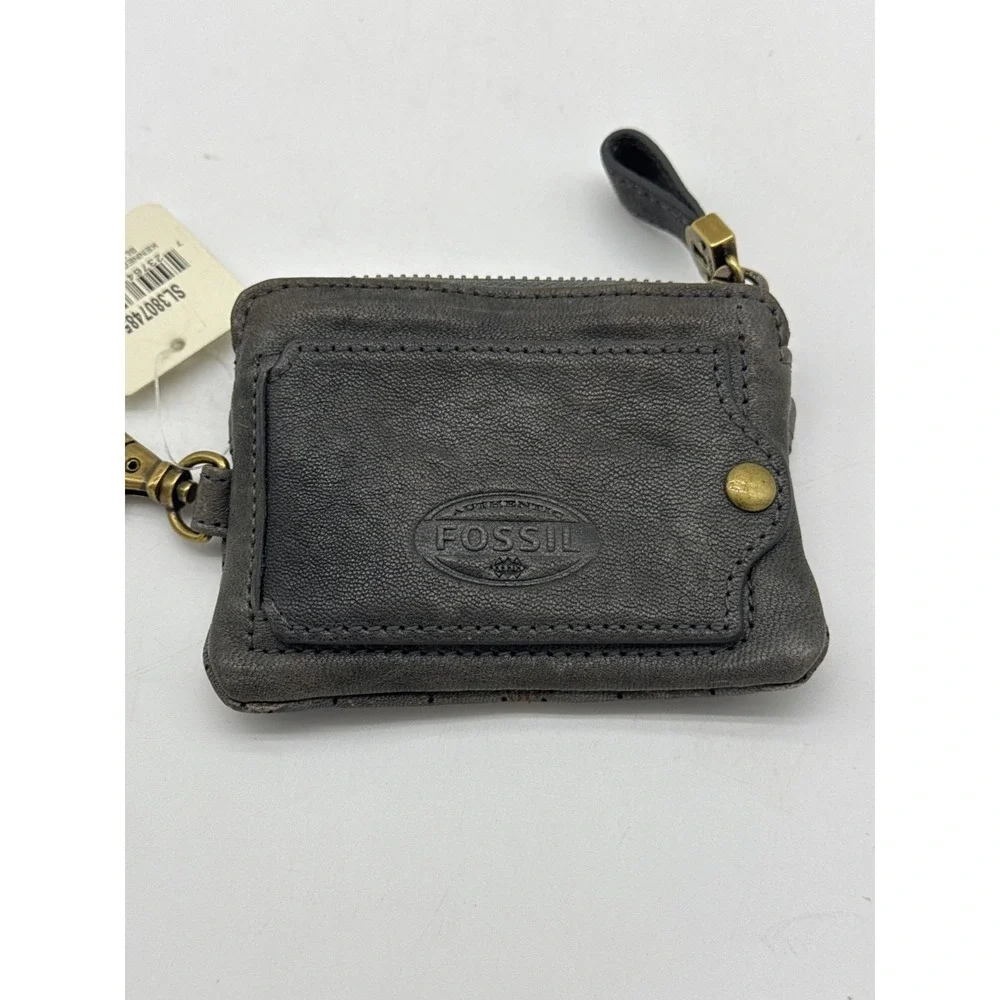 Brand new Fossil‎ Coin Purse ID Holder Leather Wallet blue/gray